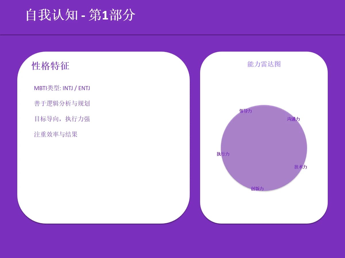 职业规划与能力梳理 · 16页中文PPT模板:原PPTX第4页 · WPS静态预览 · 内容为示例
